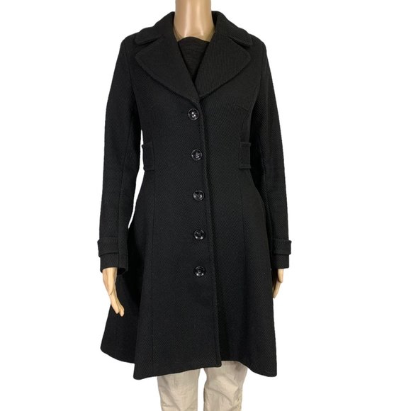 H&M Jackets & Blazers - H&M Womens Recycled Wool Blend Trench Coat Jacket Black Size 6 EUC
